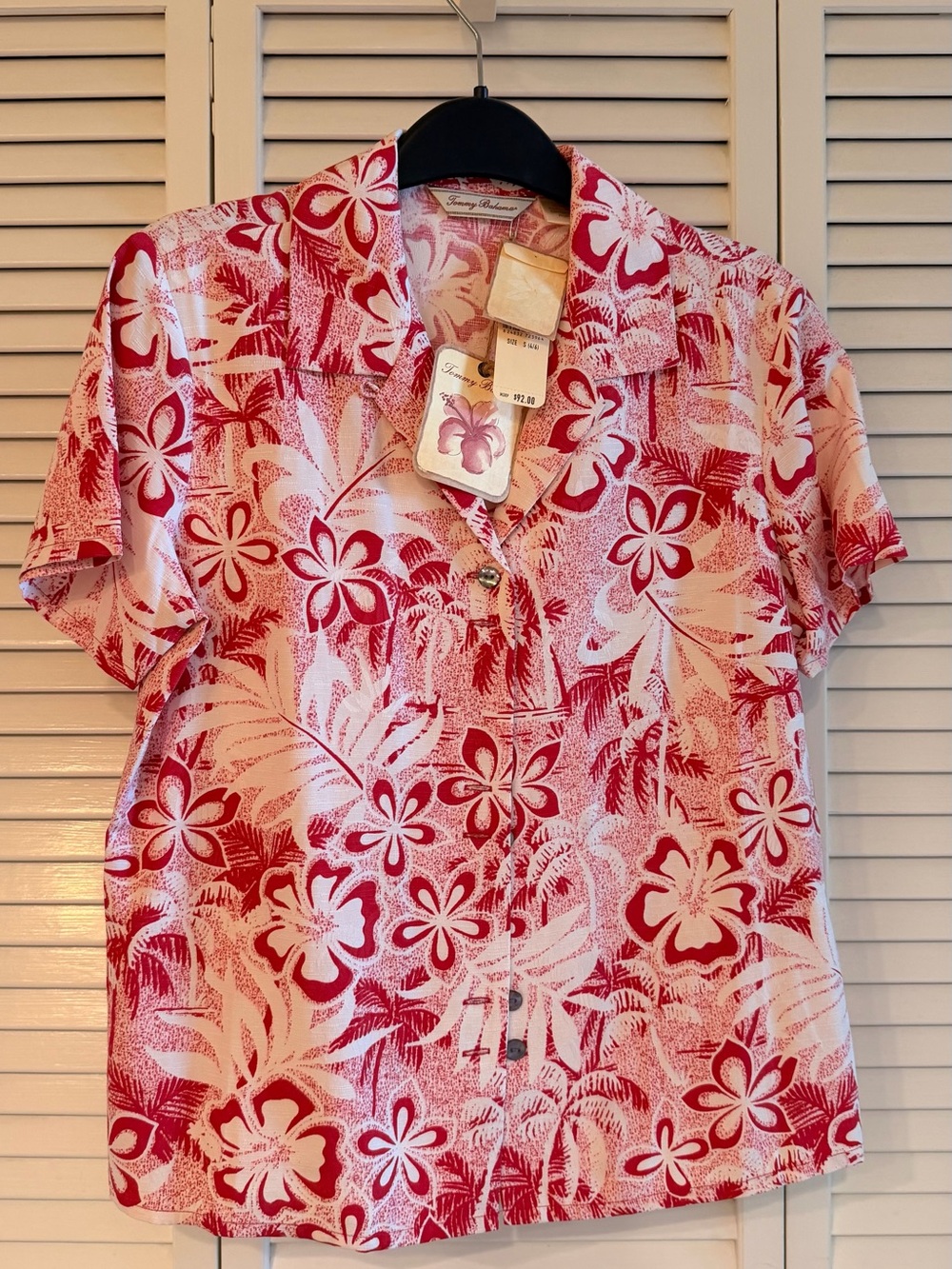 Tommy Bahama Pink and White Floral Camp Shirt - Women's Button-Down